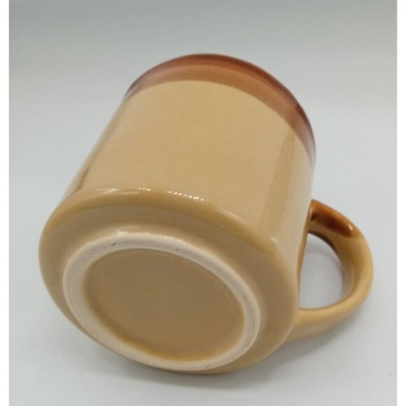 Two-Tone Brown & Tan Dip Glazed Ceramic Coffee Mug with Handle Vintage 3.25" - Picture 11 of 16